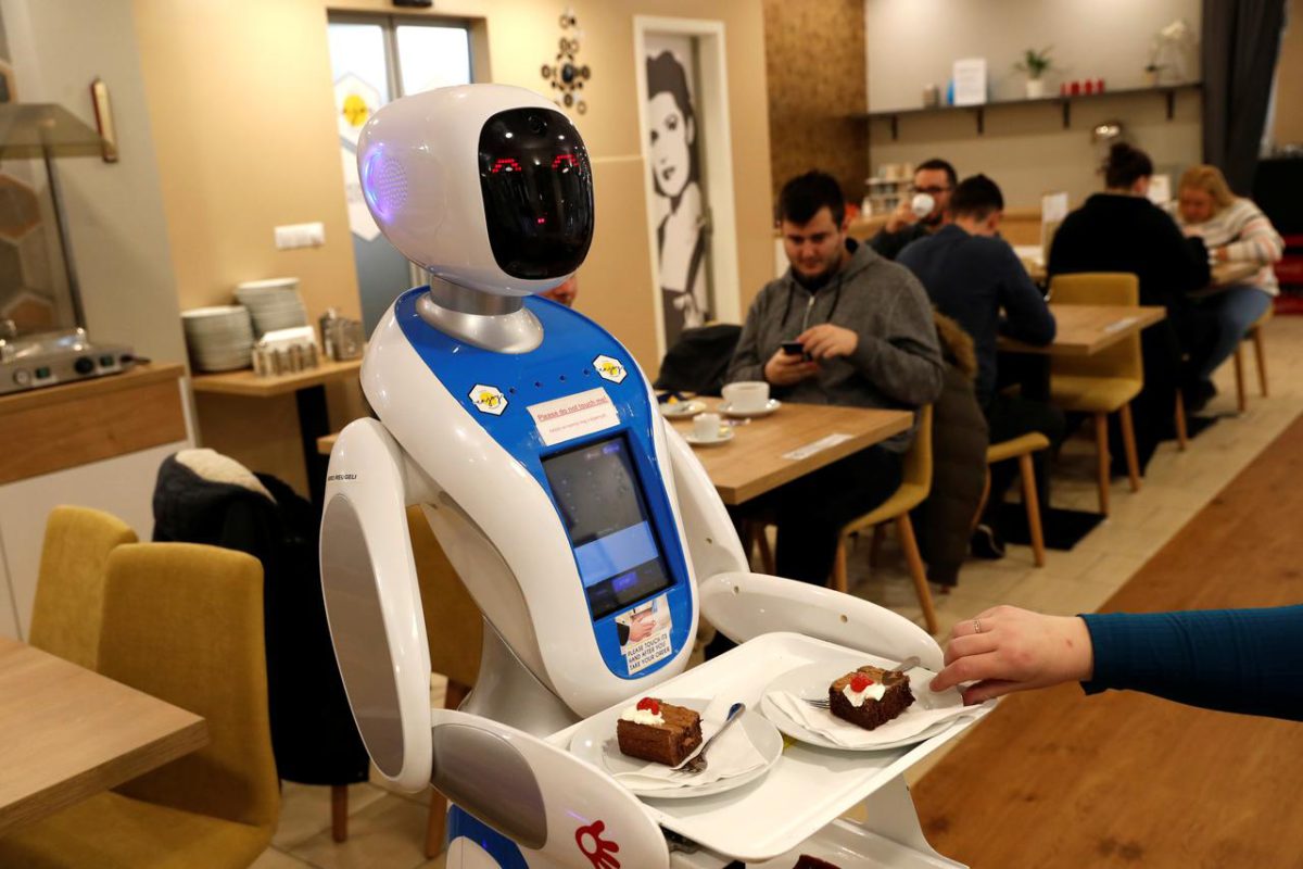 A robot server in a restaurant